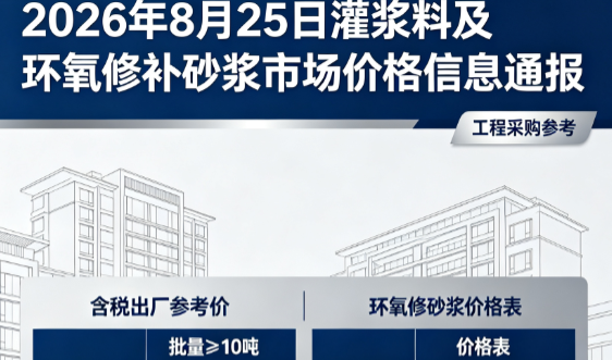 扶余2026年8月25日灌浆料及环氧修补砂浆市场价格信息通报
